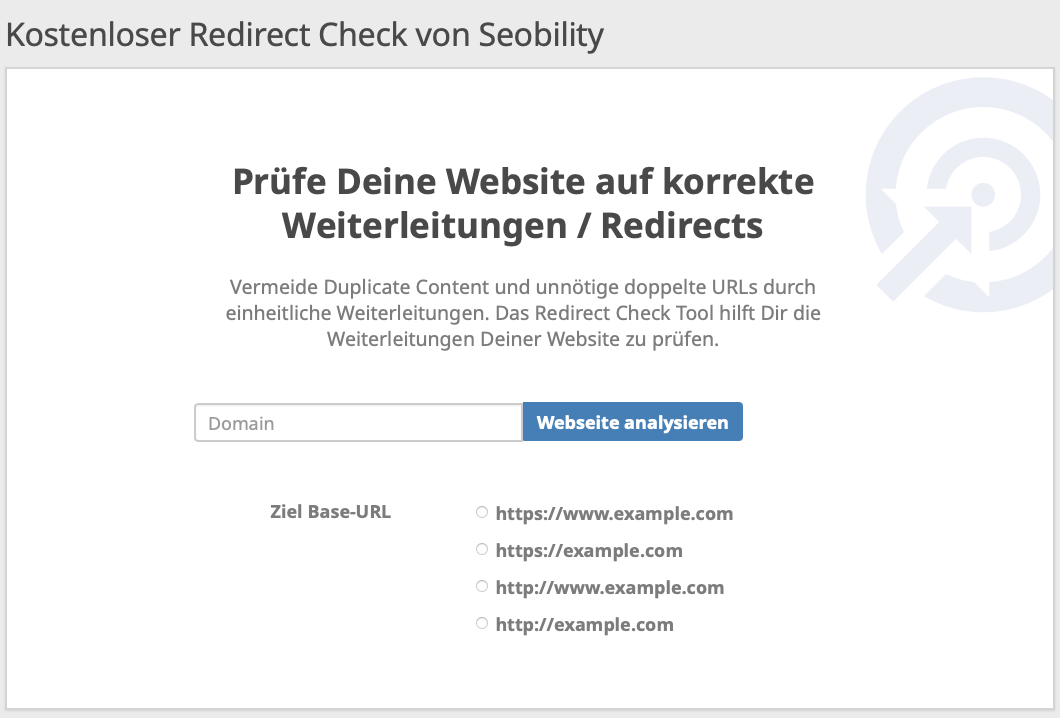 der Redirect Check von Seobility
