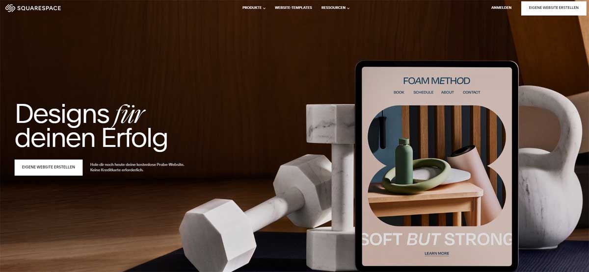 Startseite von Squarespace