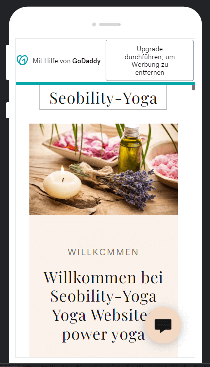 mobile Vorschau der GoDaddy Website