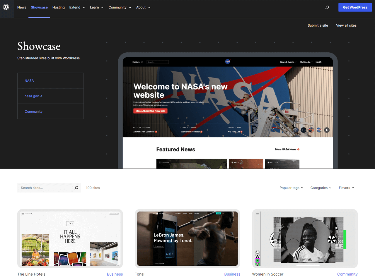 wordpress website showcase