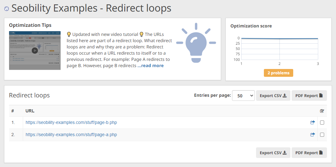 redirect loops analysis